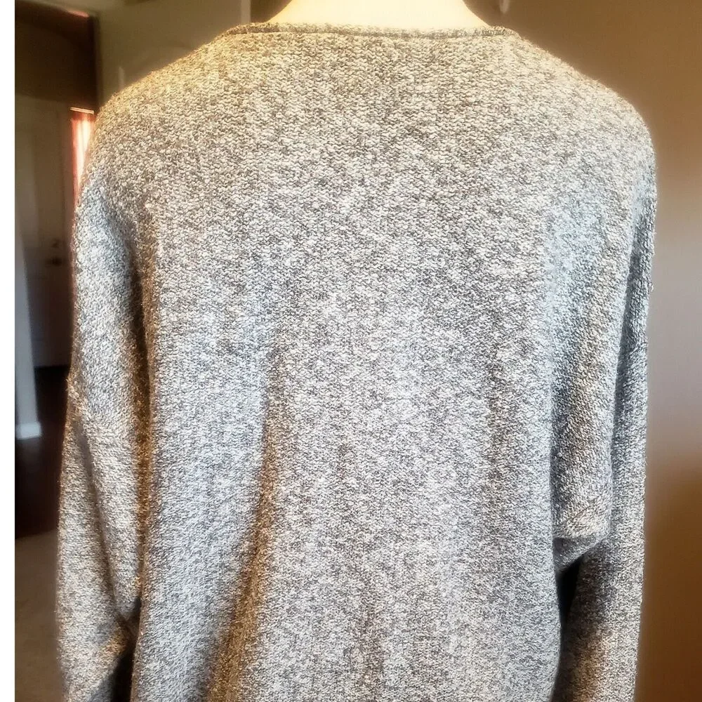 J. Jill Pure Jill Sweater Womens L Gray Knit Oversized Boho Lagenlook Pullover